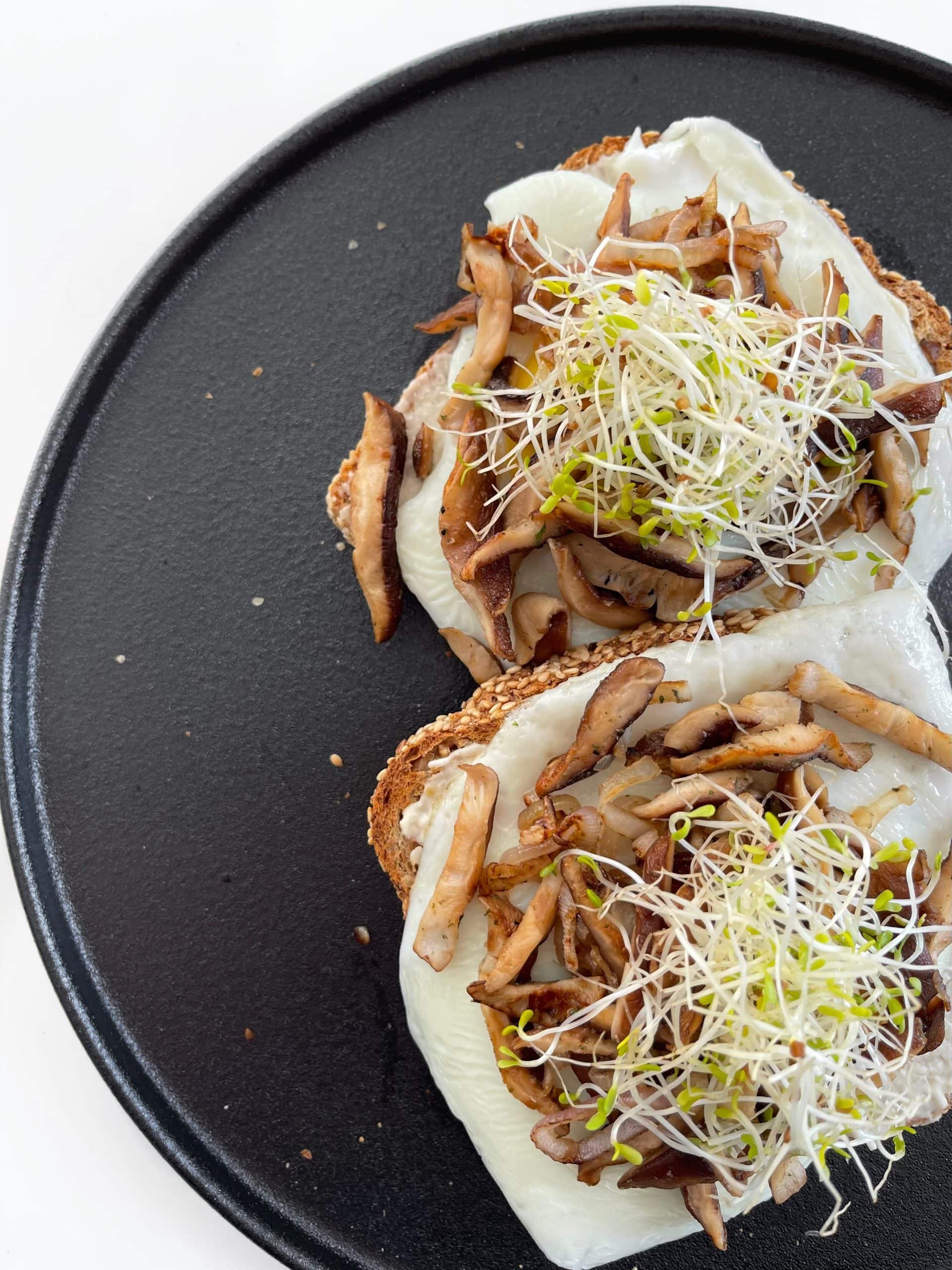 Rise and Shine with Savory Bliss: Sautéed Mushroom, Egg, and Sprout Toast Recipe