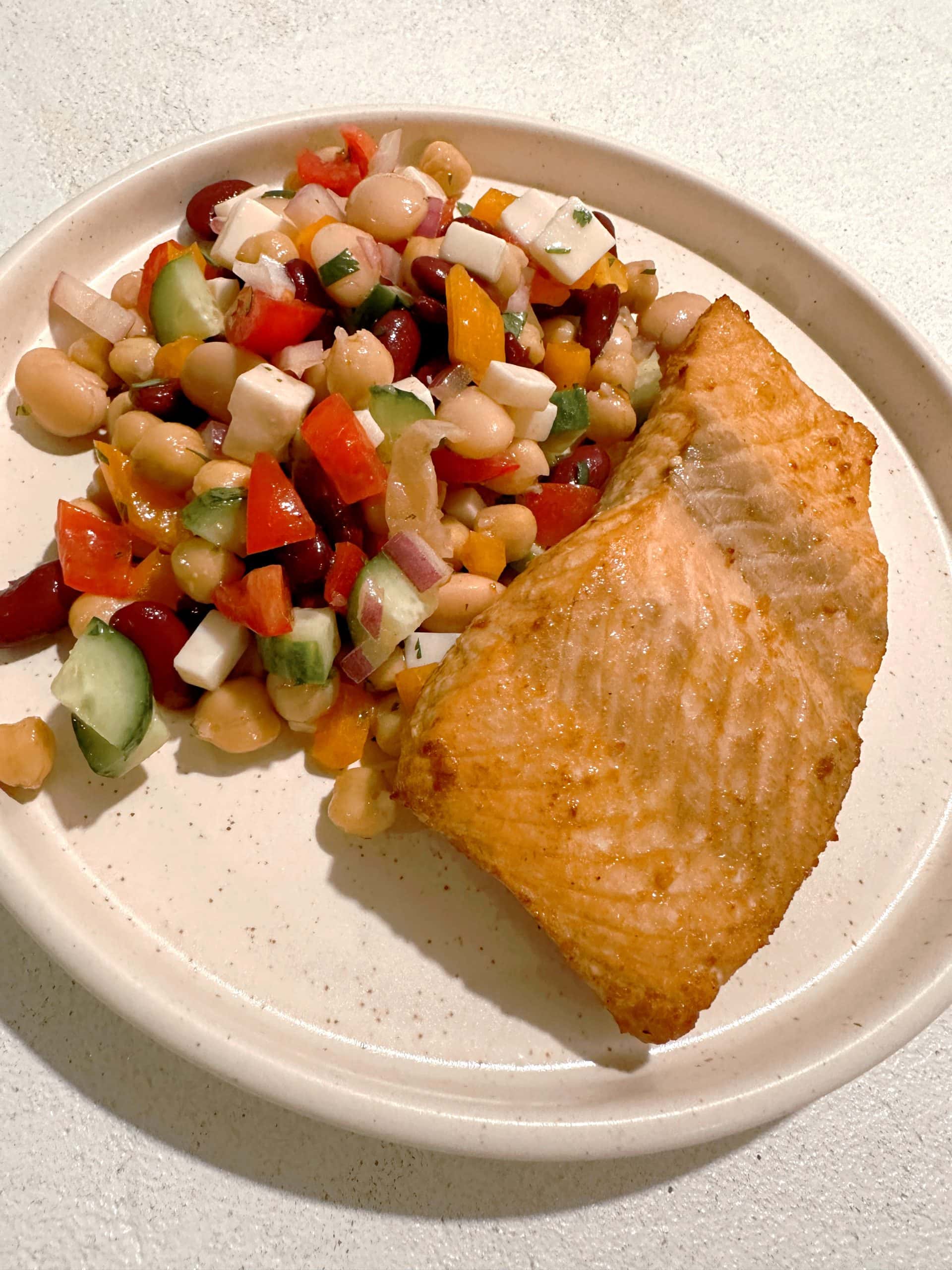A Symphony of Flavors: Roasted Salmon with a Vibrant Mixed Bean Salad